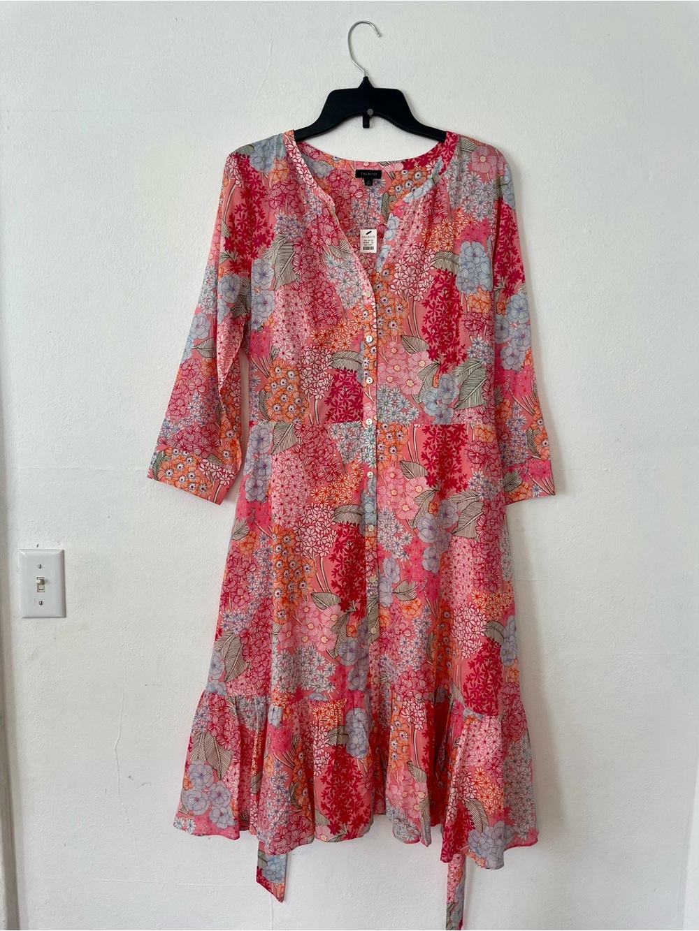 NWT - Talbots Cotton Floral Belted Midi Dress - Picture 2 of 6